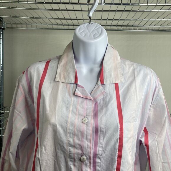 Novila Women's Pink Striped Button‎ Up Blouse Size 38/6 Preppy Old Money - Picture 9 of 13